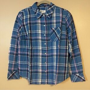 Candace Cameron Bure Blue and Pink Plaid Button-Up Shirt XSP